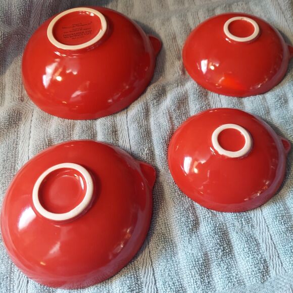 Mary Lake-Thompson Ceramic Measuring Cups Red Nesting One Hundred 80 Degrees - Picture 4 of 10